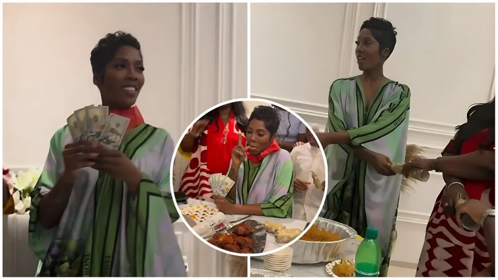 Vidéo: Tiwa Savage a offert 300.000f CFA (500$) à chaque invité lors d’un somptueux dîner de Noël.